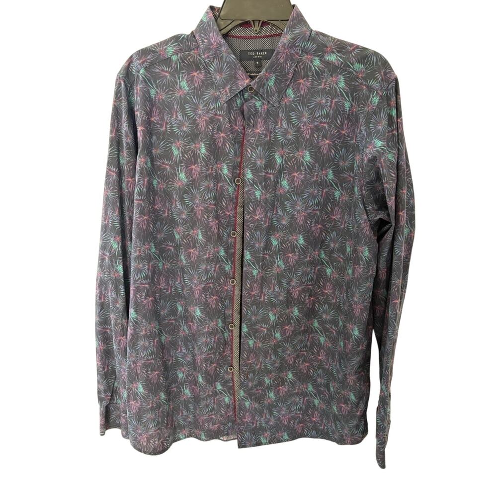Ted Baker Men's Multicolor Firework Print Shirt